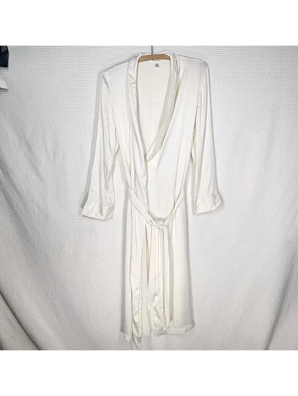 Ivory Satin Robe 93% Silk Brooks Brothers S Dressing Gown wSash Bridal Wedding